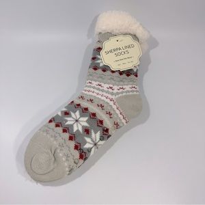 Sherpa Lined Nordic Fair Isle Non Slip Warm Socks NEW